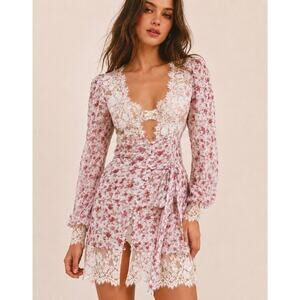 For Love & Lemons NWT Victoria’s Secret Pink Lace Floral Melrose Mini Robe XS